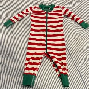 Hanna Andersson Red and Green Striped Footie